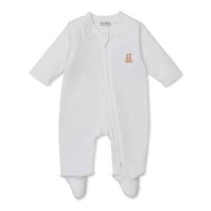 NEW KISSY KISSY kid's teddy bear time jacquard zip footie in white